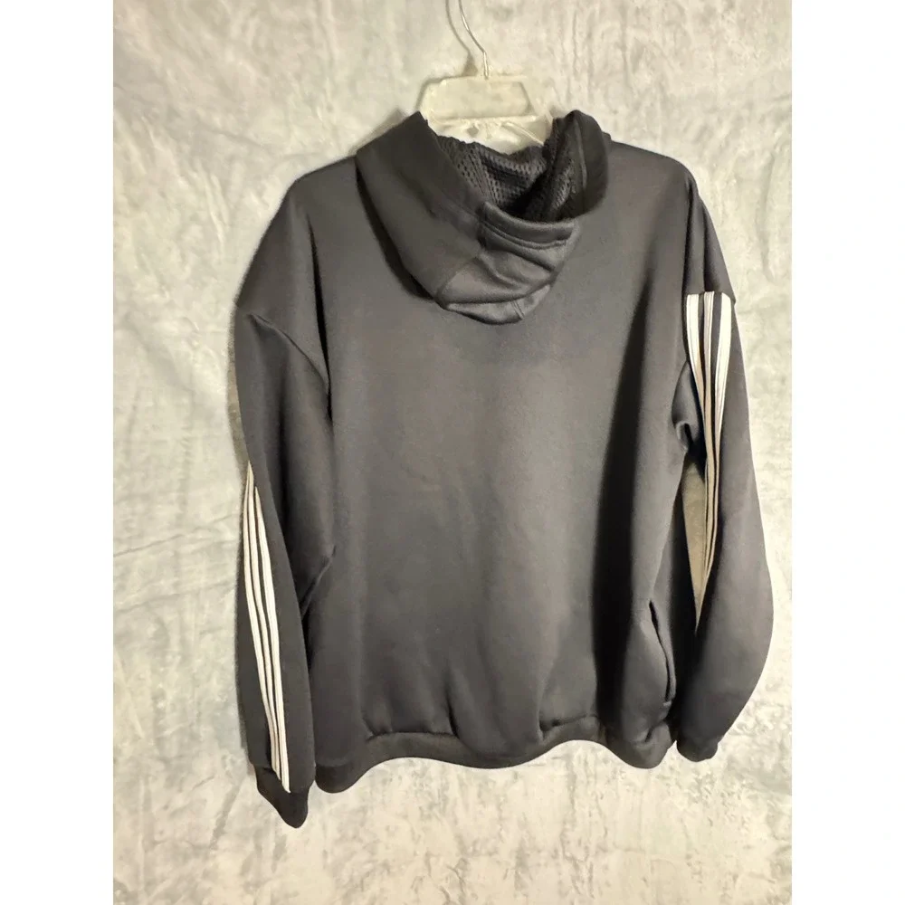 Adidas‎ Mens 3-Stripe Pullover Hoodie Black White Logo Sweatshirt 2XL